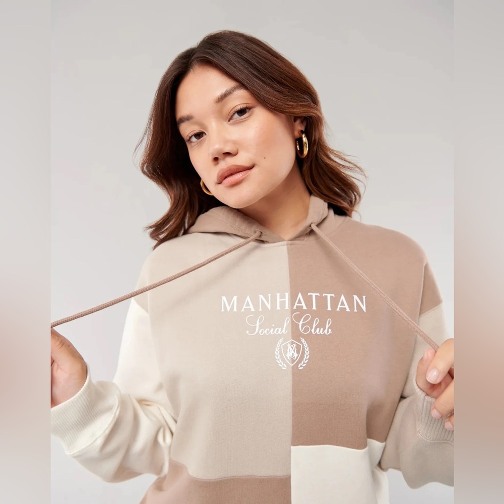HOLLISTER colorblock hoodie manhattan social club oversized XS